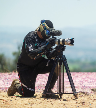 Man with viewing equipment